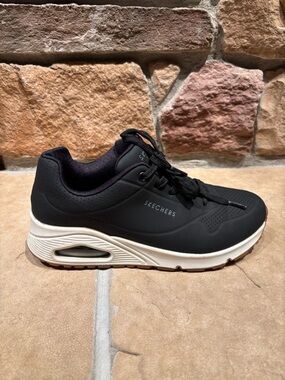 Skechers Women's Black Tennis Shoe with White Midsole